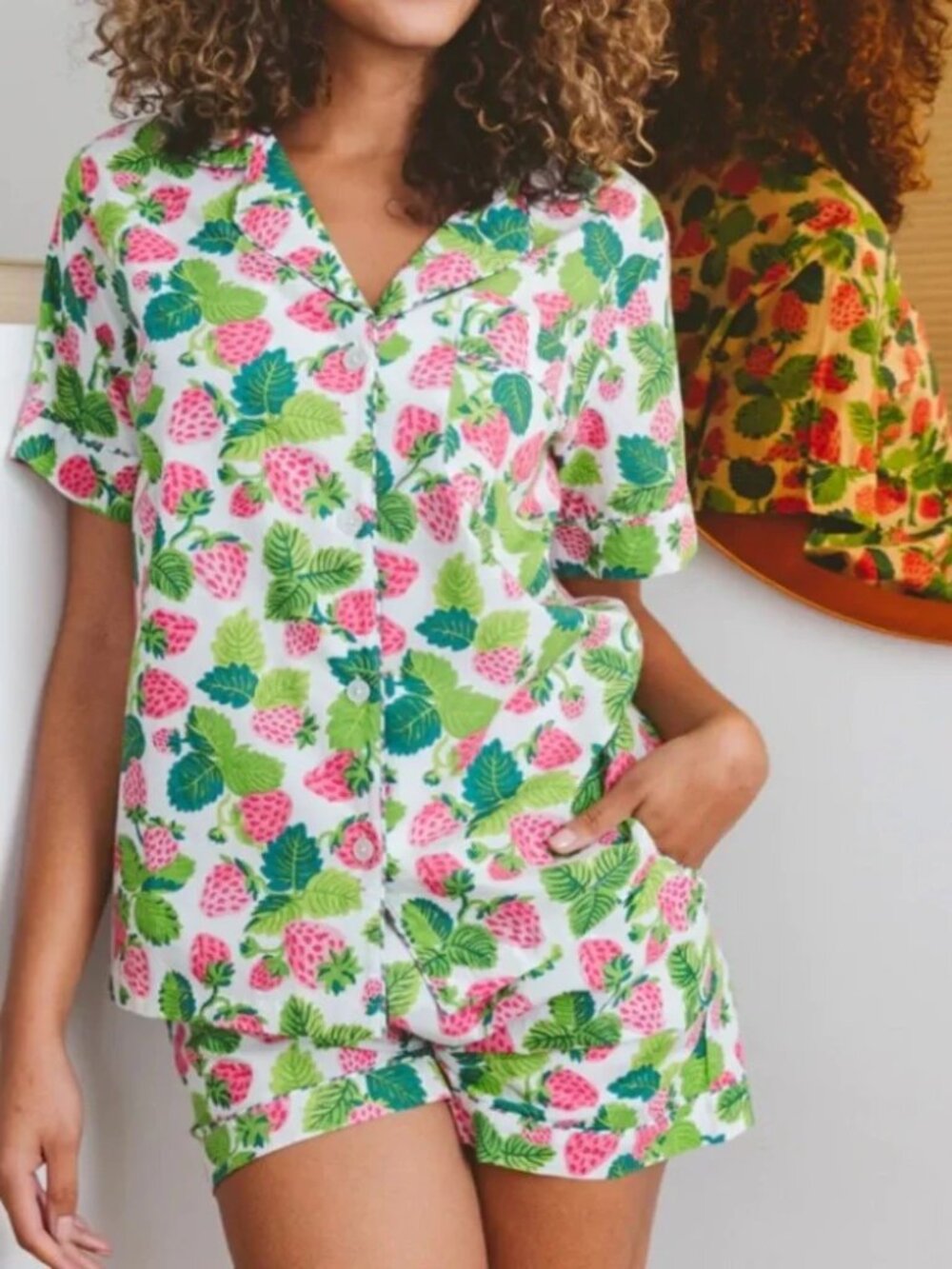 Printfresh Strawberry Fields Pink Salt Short Pajama Set Womens 6X NWT Fruity